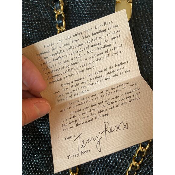 Lou-Rexx Vintage Quilted Snakeskin Round Chain Strap Handbag Black Loehmann's - Picture 8 of 14